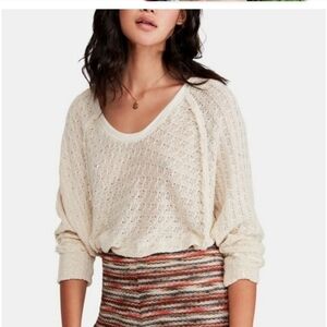 Free People We The Free Women's Cotton Boho Slouchy Sweater Size Small